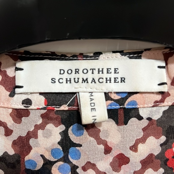Dorothee Schumacher Pink Floral Silk Button Up Down Blouse Top Shell Size 3 - Picture 9 of 13